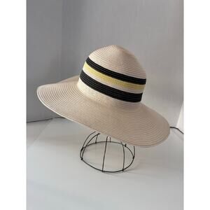 Broner Sun Hat Straw Wide Brimmed Black and Yellow Crown Border